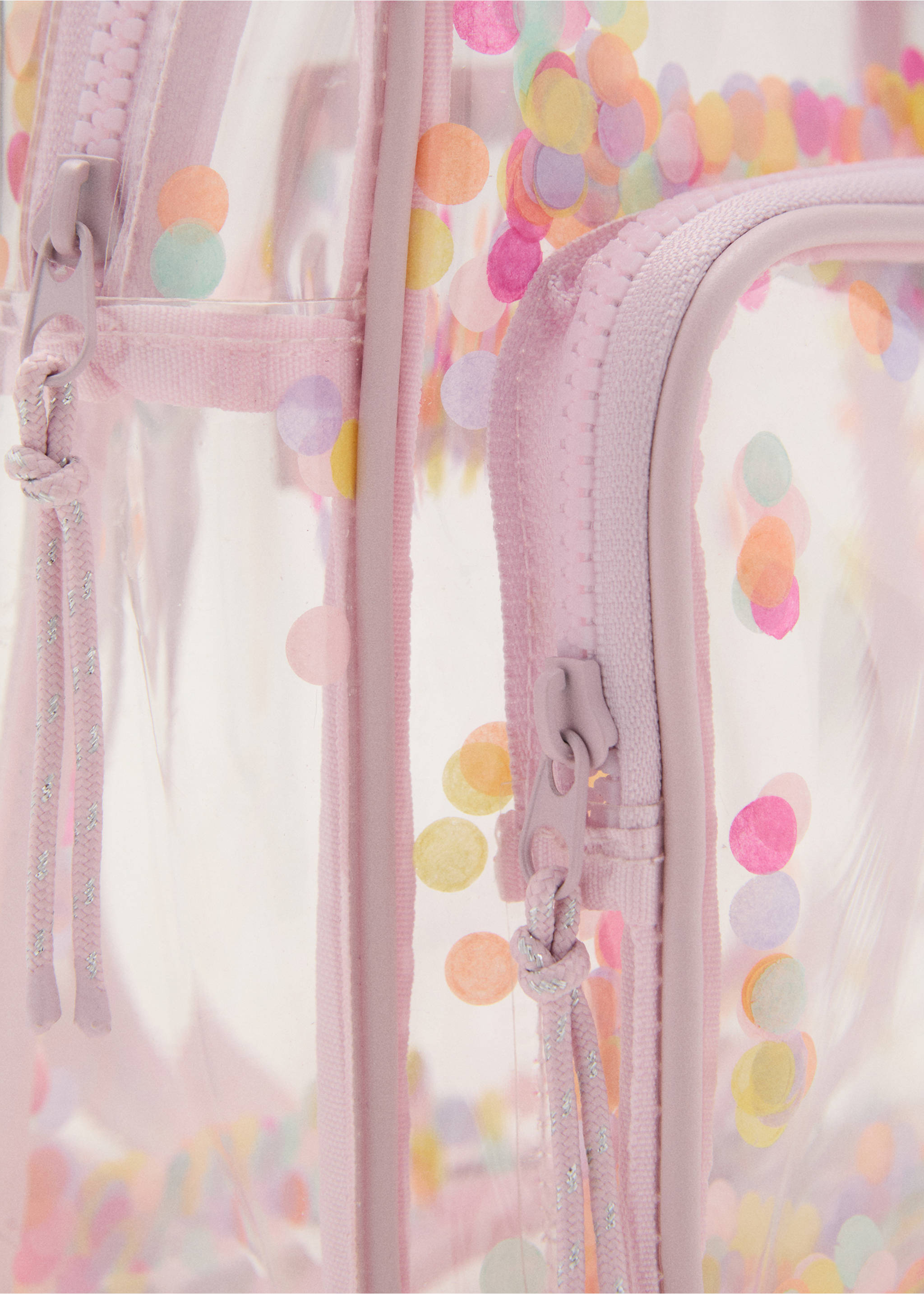 Transparent confetti backpack - Details of the article 2, Pale Pink. Ref: 17061519-00.