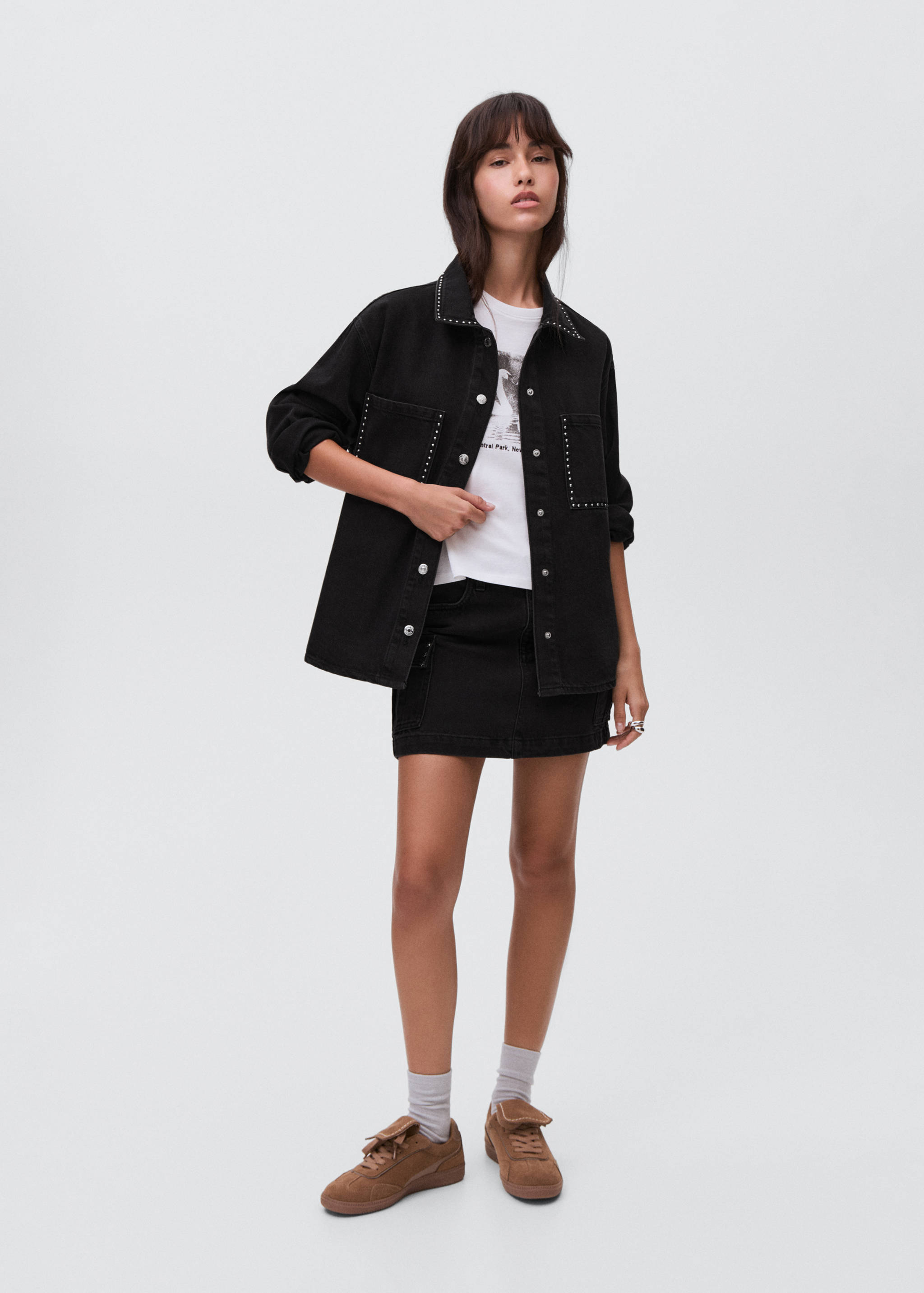 Studded denim jacket - General plane