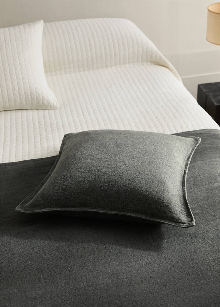 Linen garment-dyed cushion cover 45x45 cm — Medium Grey
