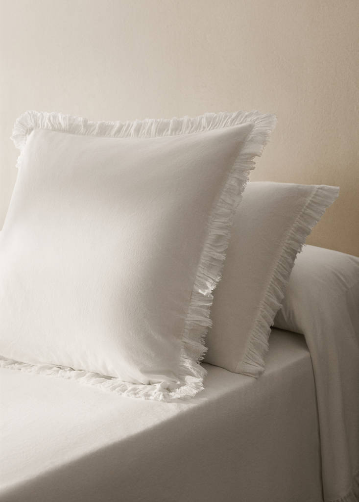 MANGO HOME - Taie d'oreiller percale de coton volants gaze 45x110 cm écru - 45x110cm