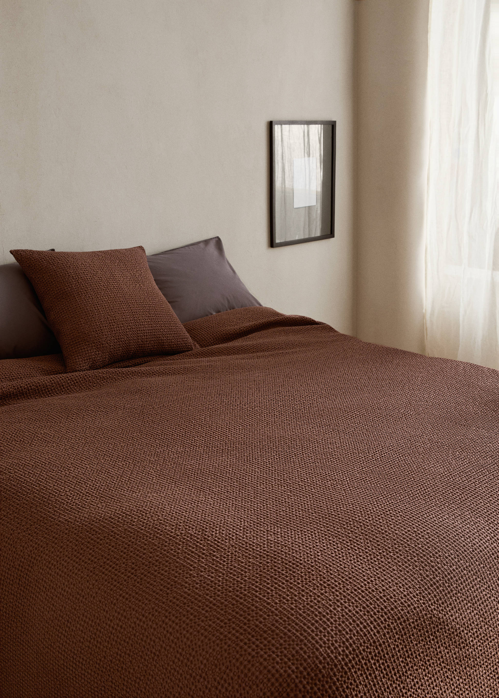 Garment-dyed waffle cotton bedspread for 130/150 cm bed - Details of the article 7