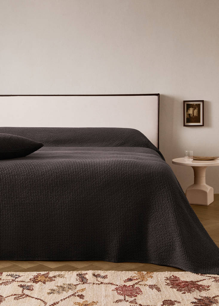 MANGO HOME - Couvre-lit coton garment-dyed gaufré lit 130/150 cm rouge foncé - Lit 130/140/150 cm