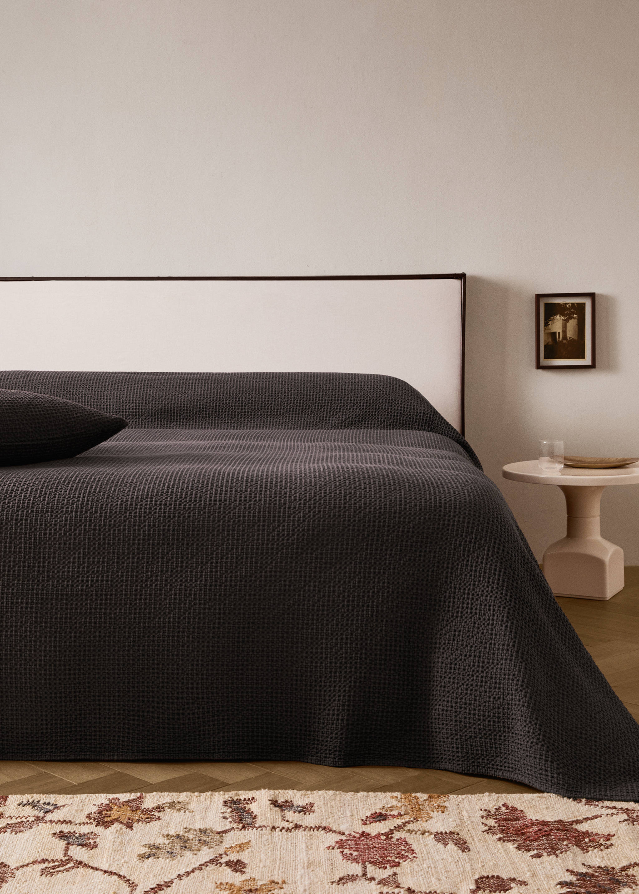 Garment-dyed waffle cotton bedspread for 130/150 cm bed - General plane