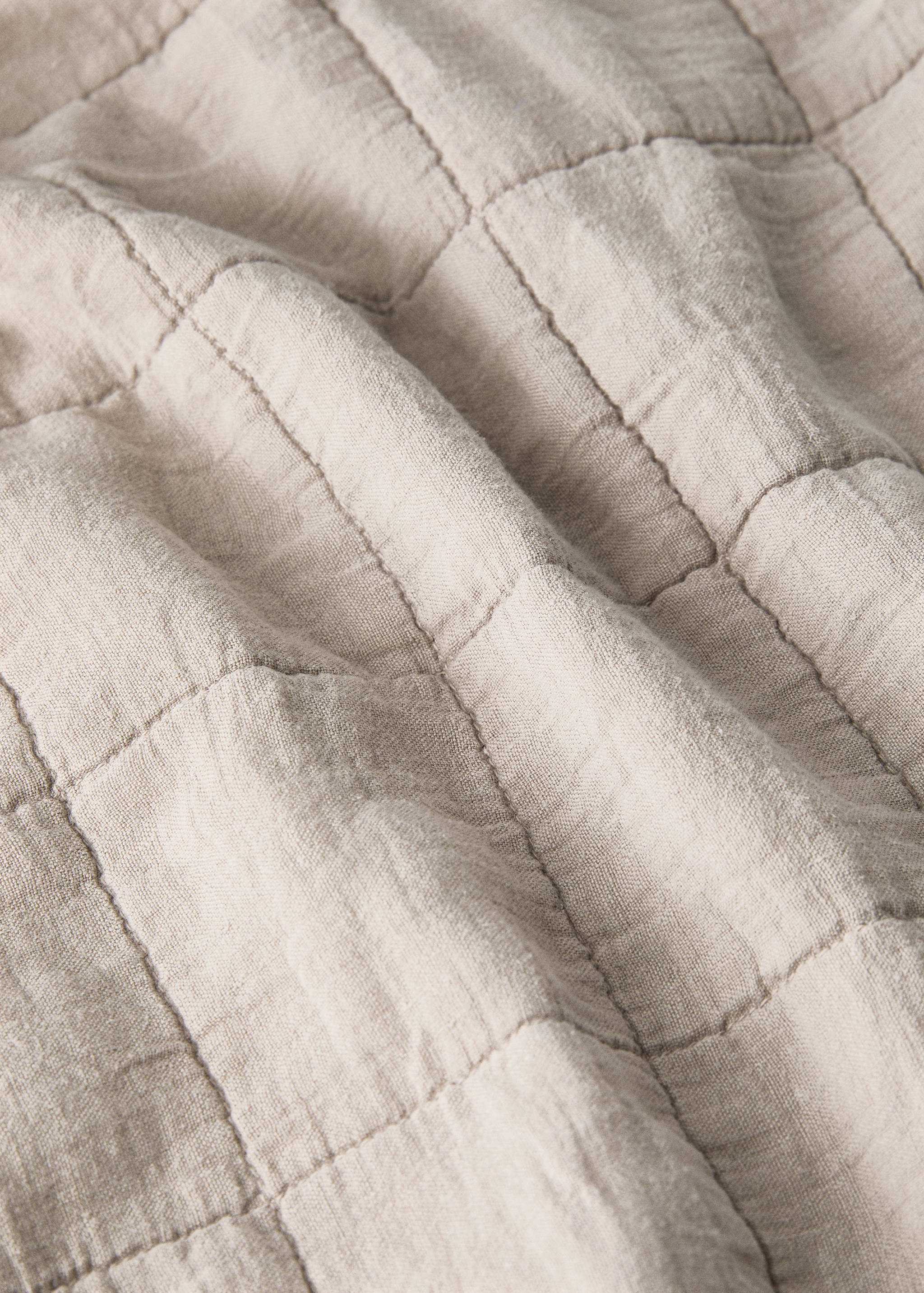 Garment-dyed linen check double-stitched bedspread for cot - Details of the article 1