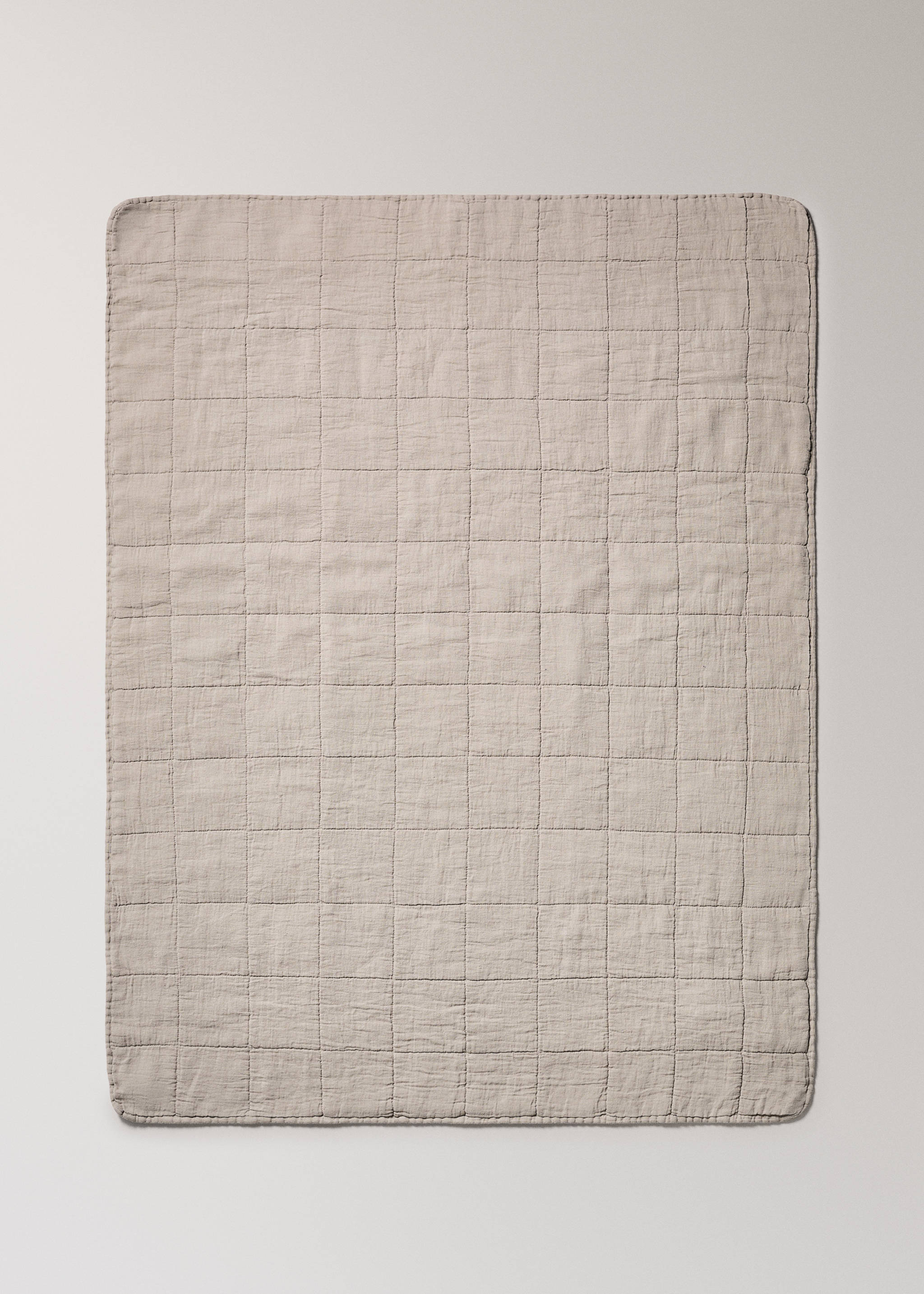 Garment-dyed linen check double-stitched bedspread for cot - Details of the article 3