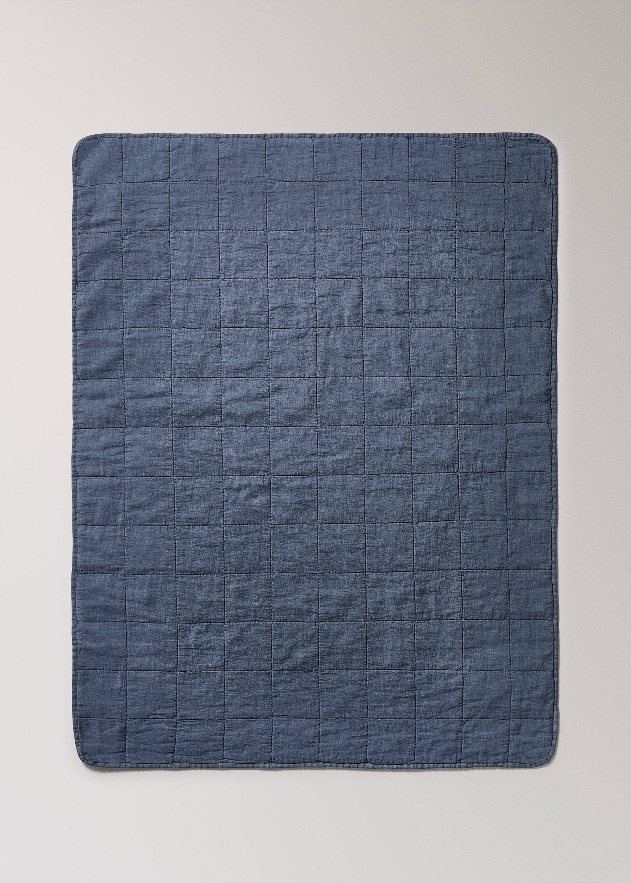 Cuvertură pătuț din in garment dyed, cusături pătrate - Detaliu al articolului 3, Albastru. Ref: 17061541-00.