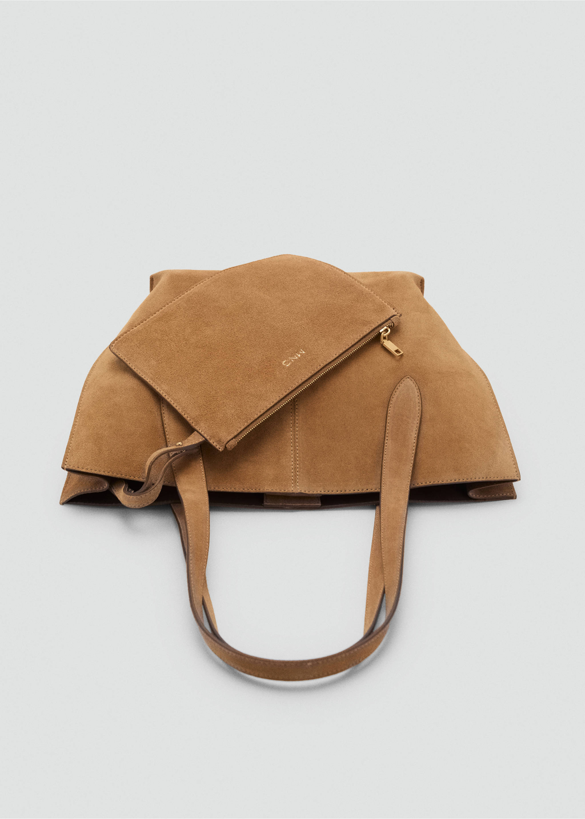 Мини-сумка шоппер из спилка - Деталь изделия 4, Коричневый средний. Ref: 17061542-00.