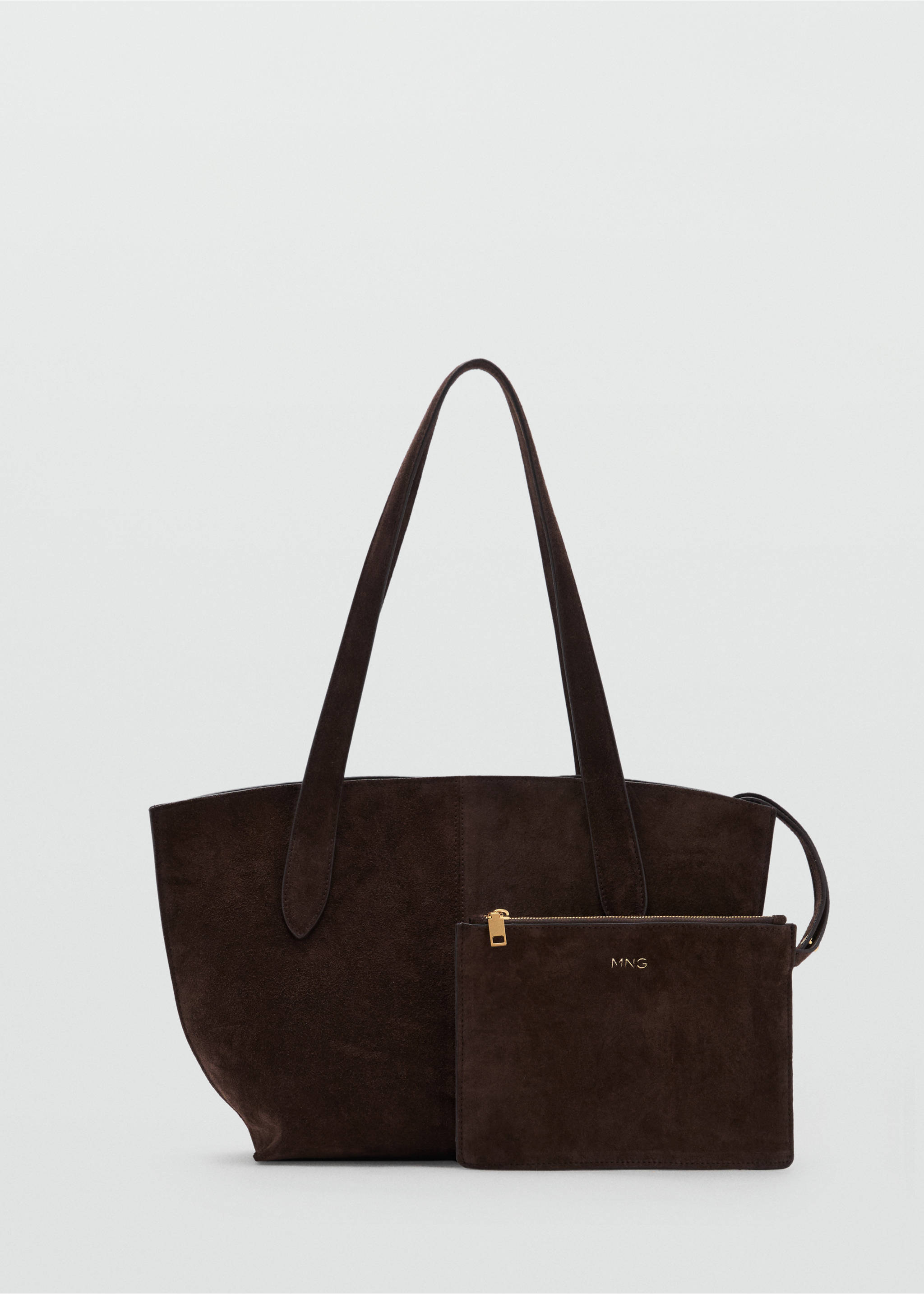 Mini sac cabas en suède - Article sans modèle, Chocolat. Ref: 17061542-00.