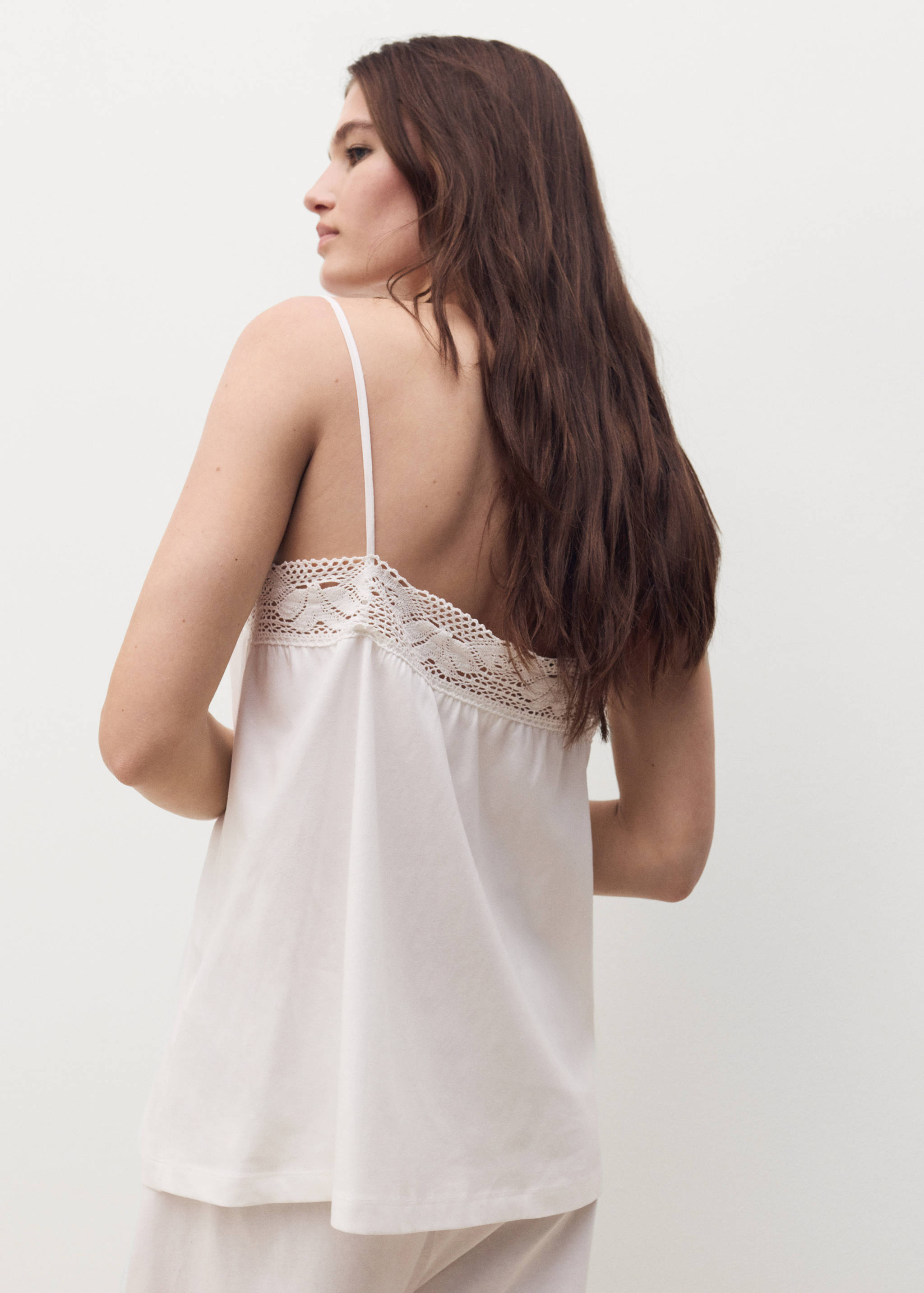 Cotton top with lace straps - Reverse of the article
