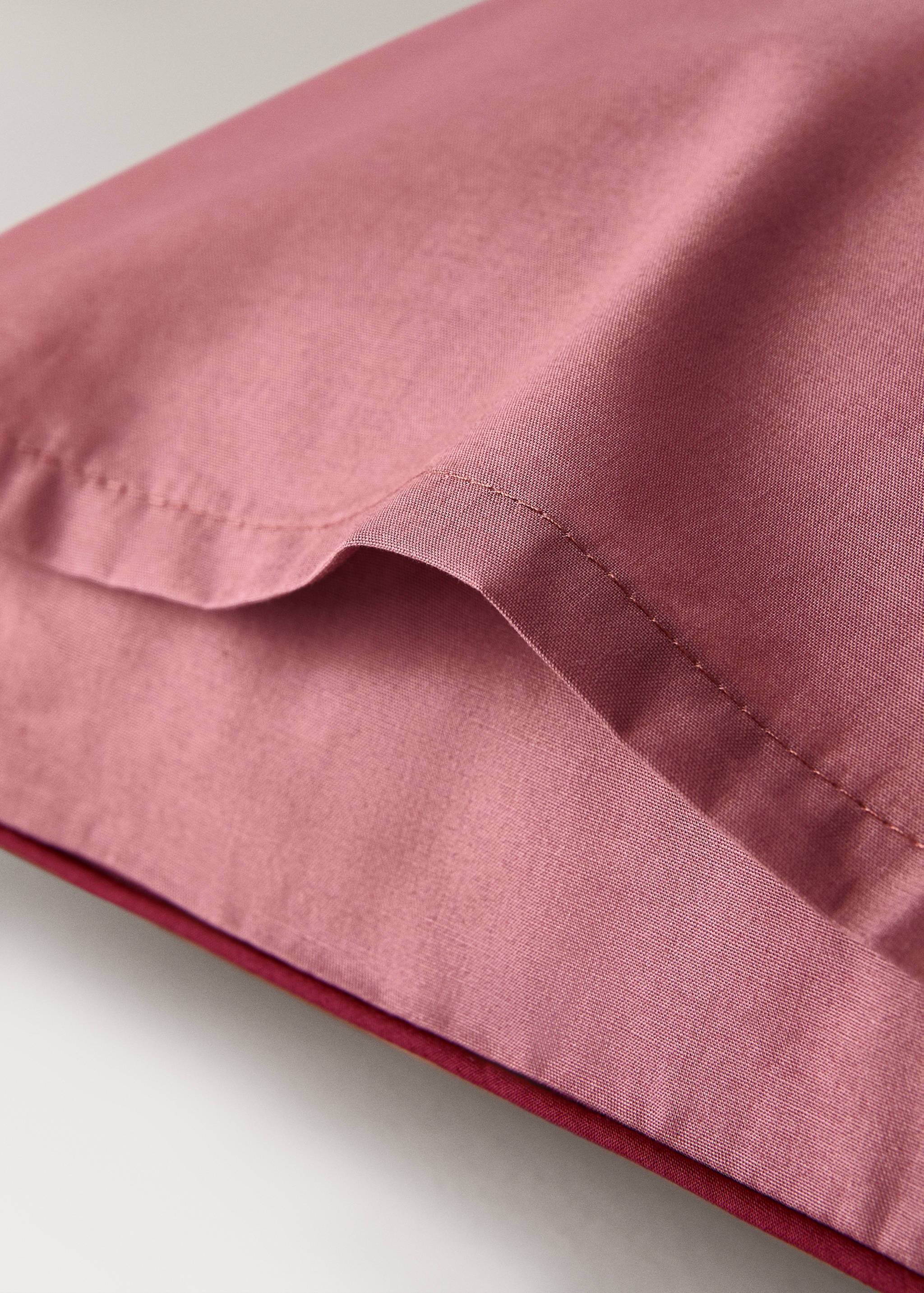 Reversible percale cotton pillowcase with contrasting piping 30x50 cm - Details of the article 1
