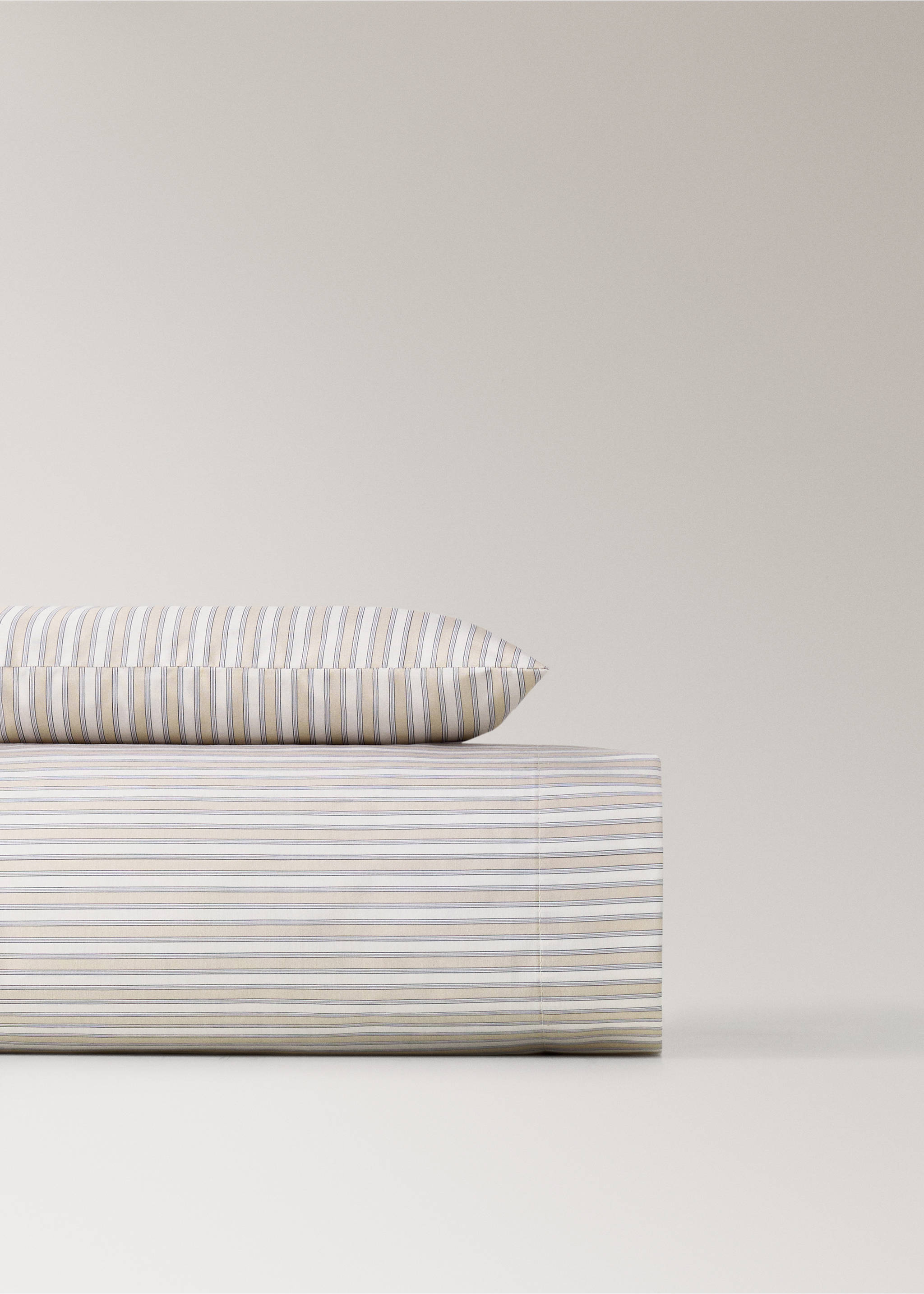 Set sábanas algodón percal estampado rayas mini cuna - Artículo sin modelo, Vainilla. Ref: 17061553-00.
