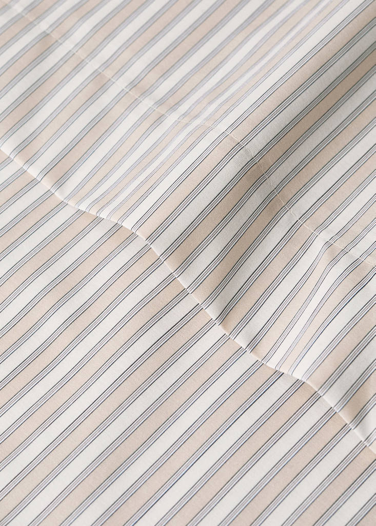 Percale cotton stripe-print set of sheets for mini-cot — Vanilla