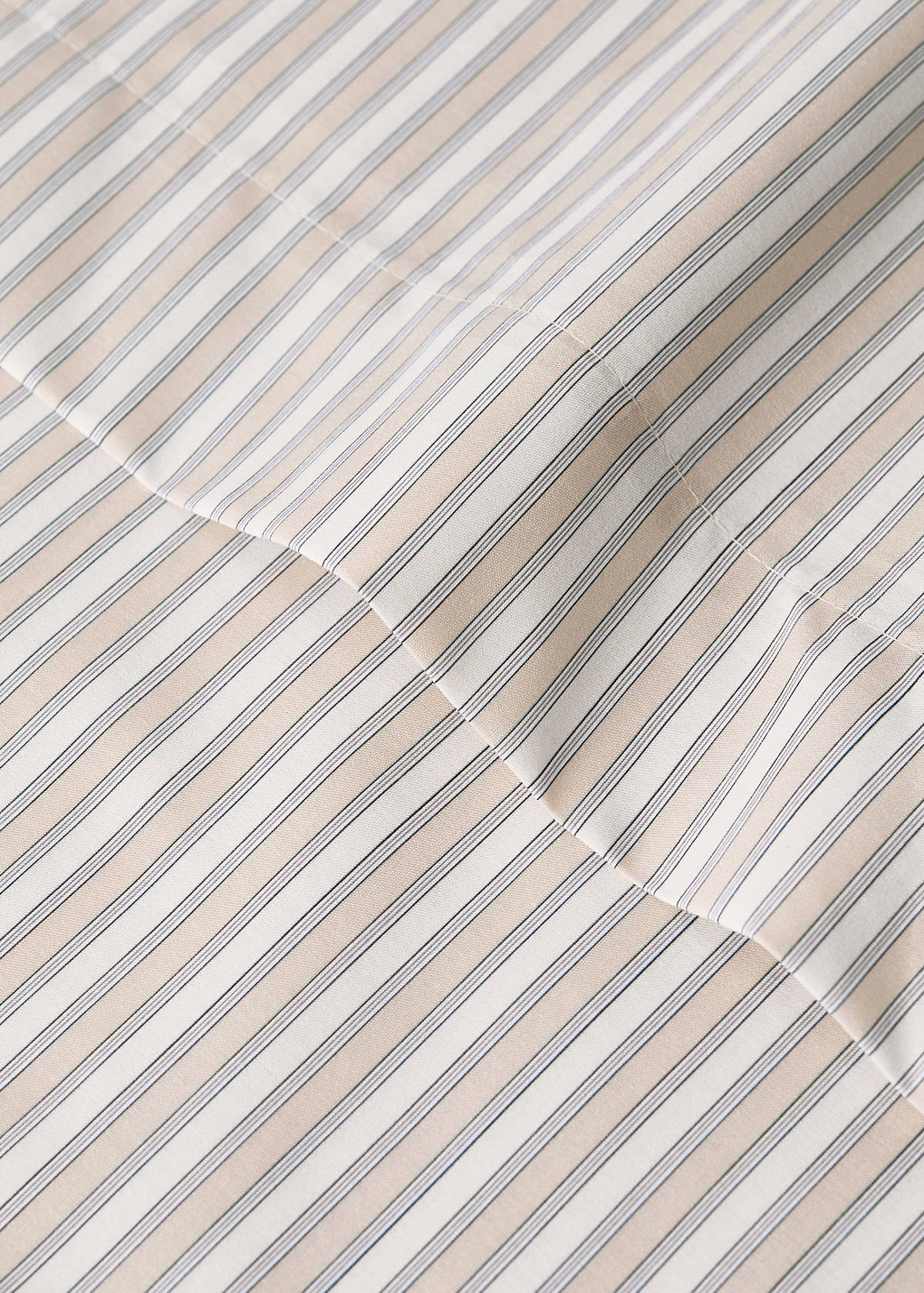 Percale cotton stripe-print set of sheets for mini-cot — Vanilla