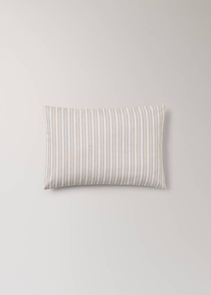 Percale cotton stripe-print set of sheets for mini-cot — Vanilla