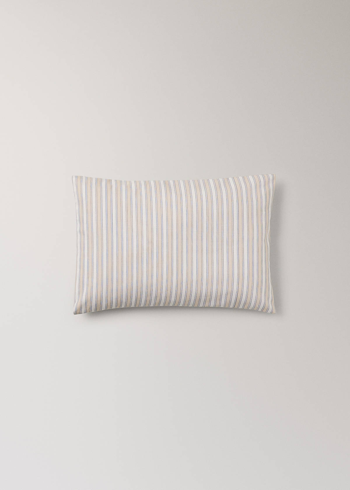 Percale cotton stripe-print set of sheets for mini-cot — Vanilla