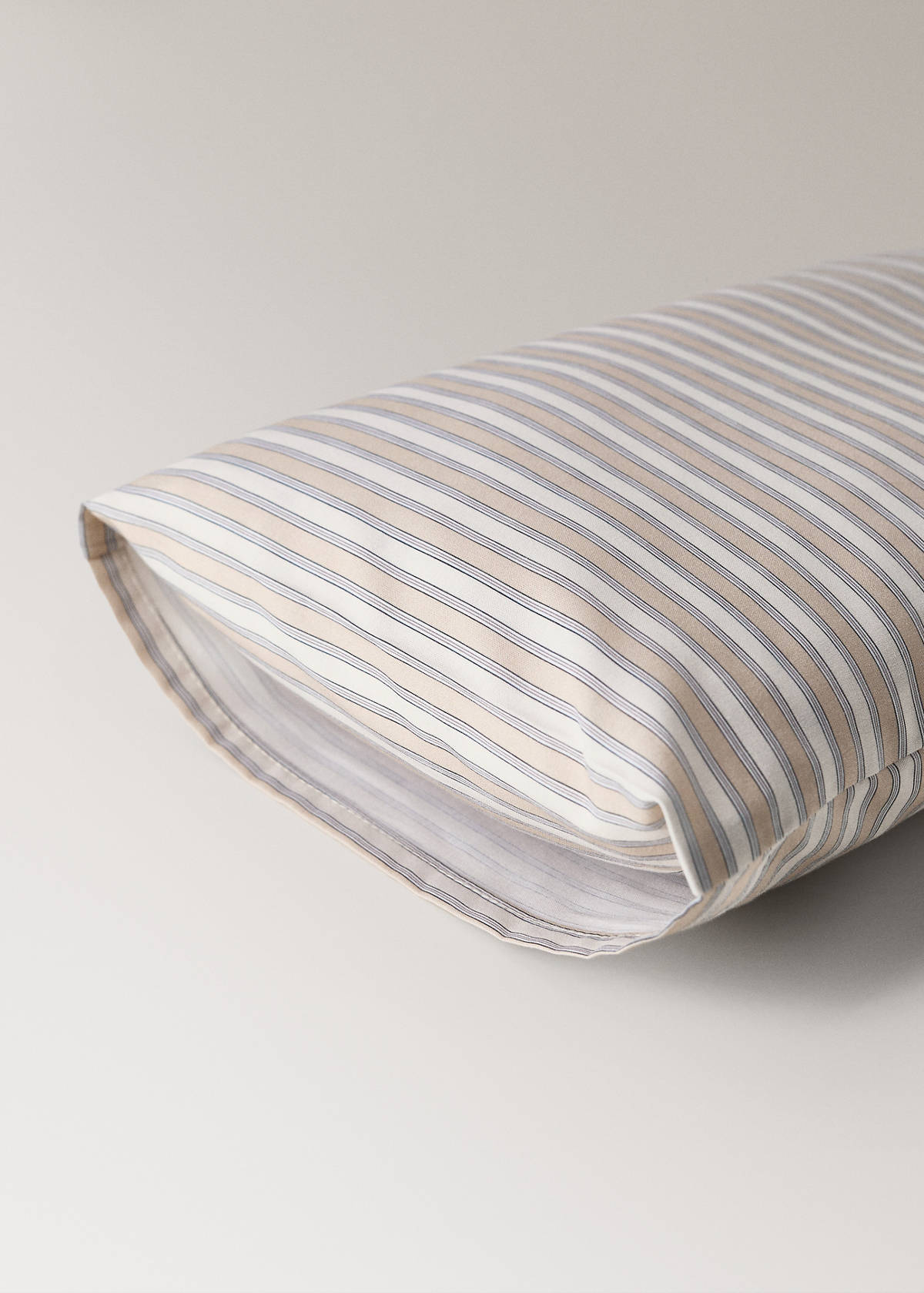Percale cotton stripe-print set of sheets for mini-cot — Vanilla