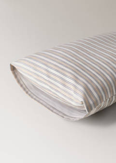 Percale cotton stripe-print set of sheets for mini-cot — Vanilla 5