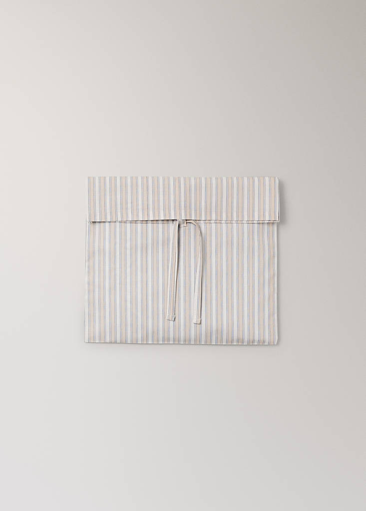 Percale cotton stripe-print set of sheets for mini-cot — Vanilla