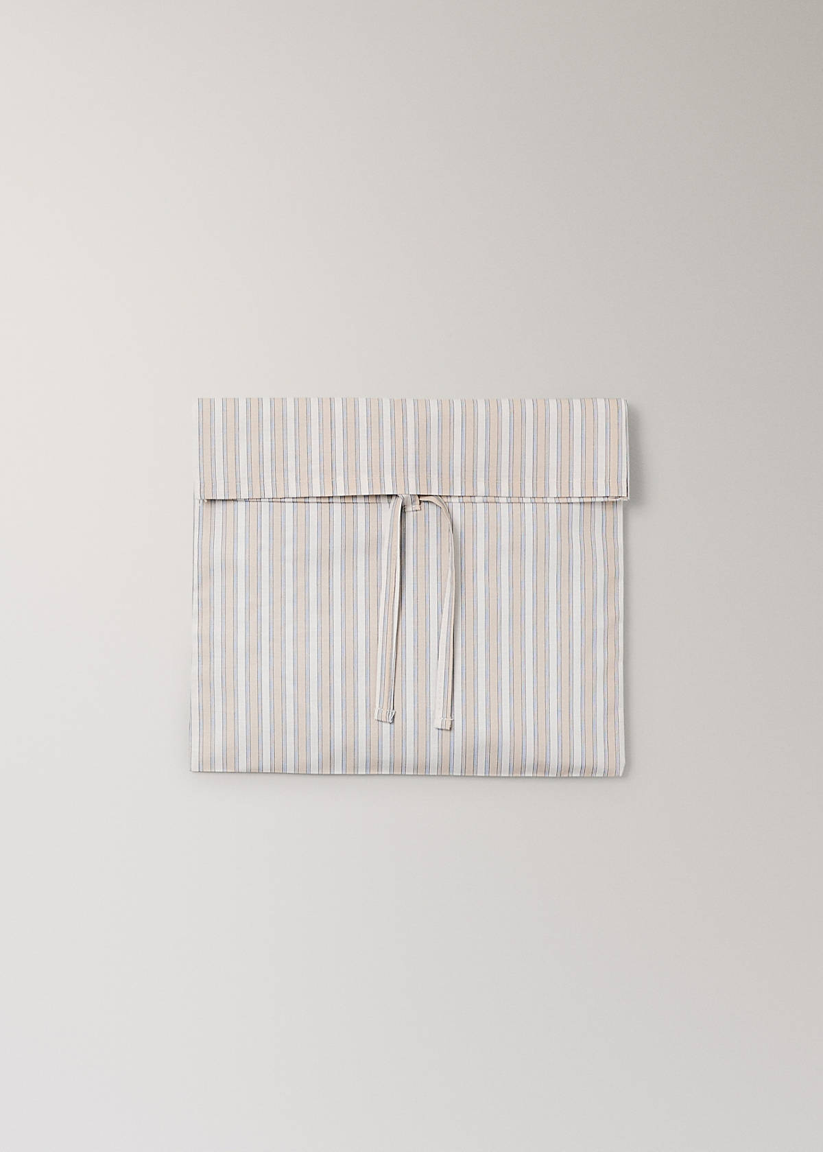 Percale cotton stripe-print set of sheets for mini-cot — Vanilla