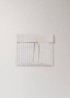 Percale cotton stripe-print set of sheets for mini-cot — Vanilla 6