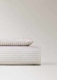 Percale cotton stripe-print set of sheets for mini-cot — Vanilla 7