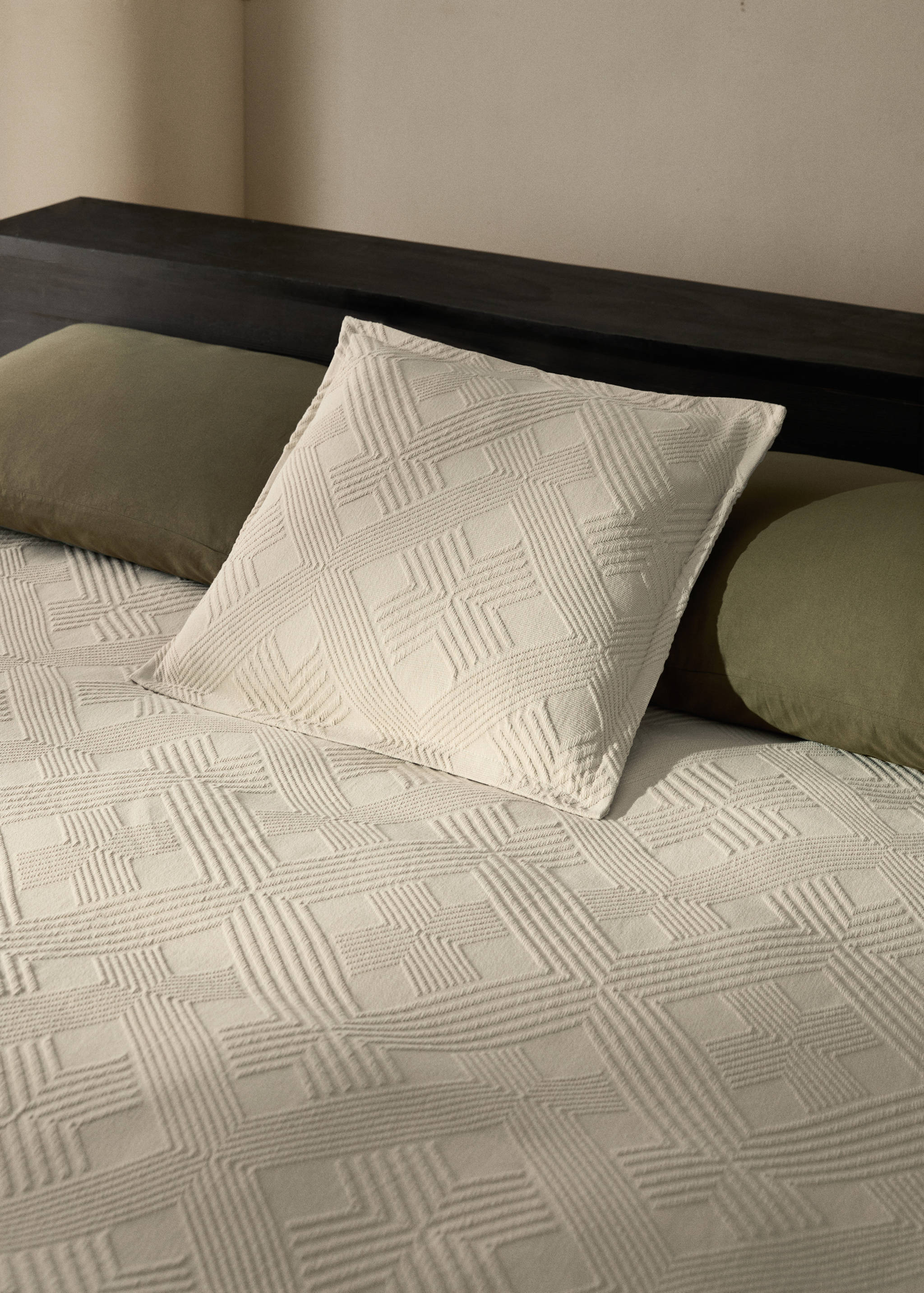 Cotton jacquard diamond-pattern bedspread for 90 cm bed - Details of the article 7