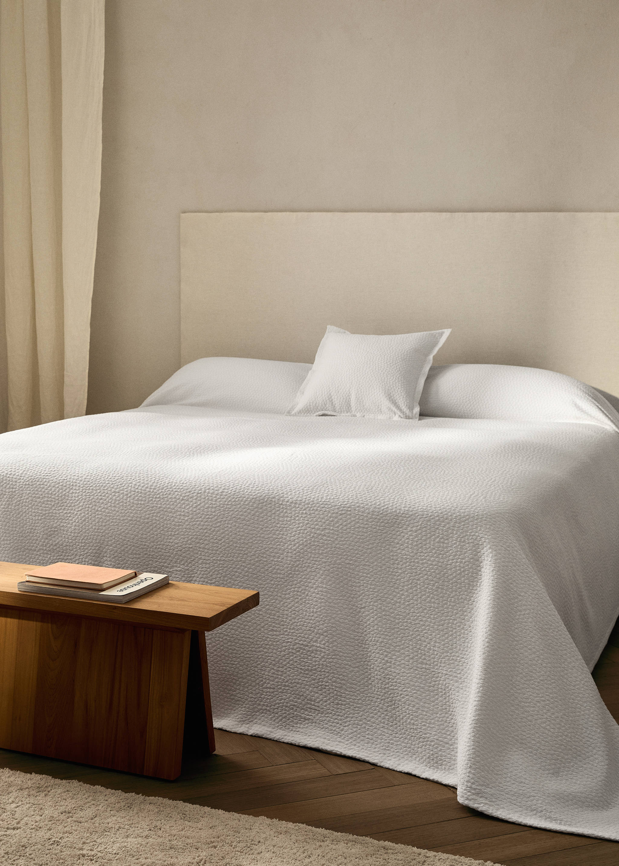 Jacquard cotton textured bedspread for 90 cm bed - General plane