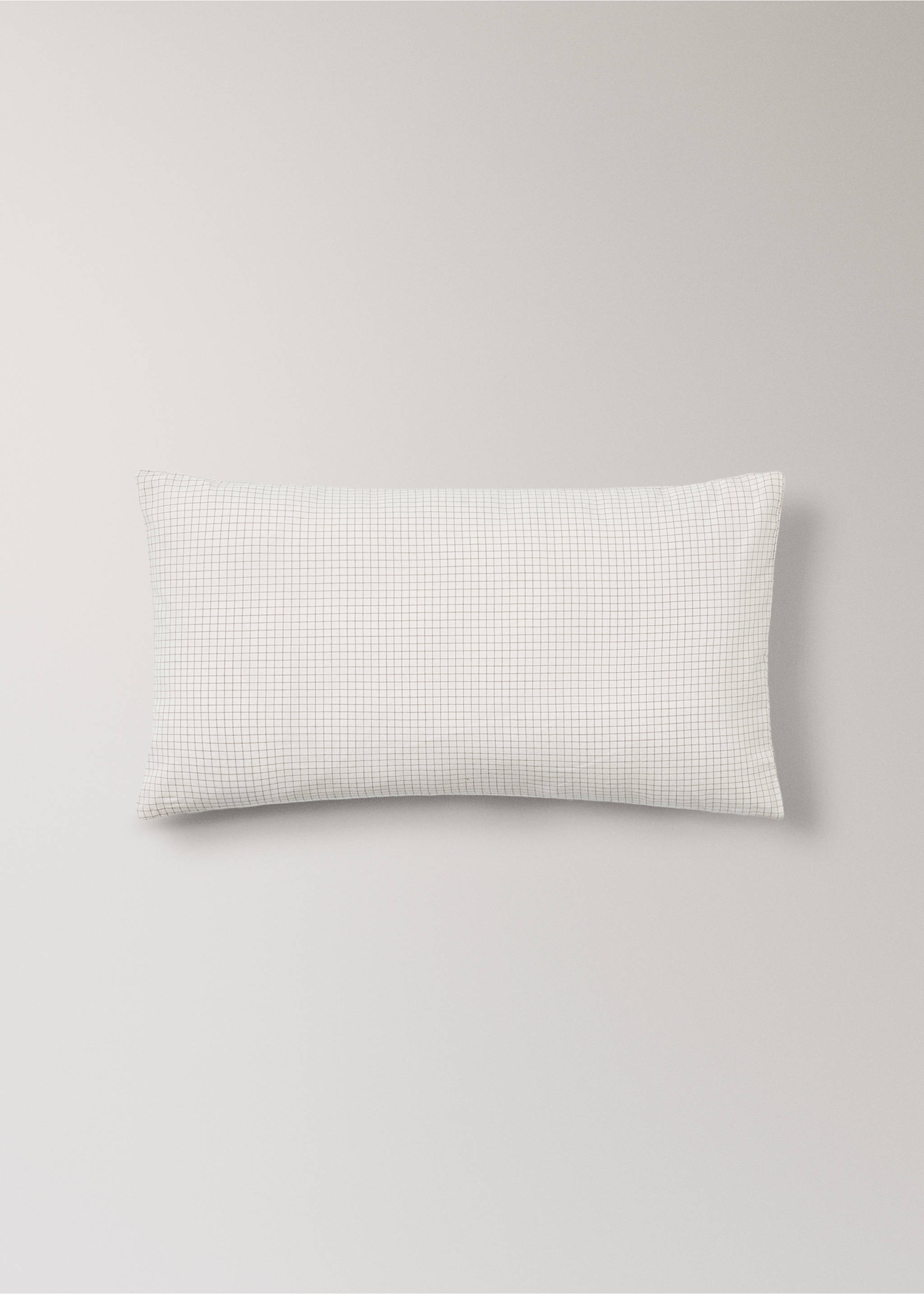 Percale cotton gingham check pillowcase for cot - Article without model, Ecru. Ref: 17061566-00.