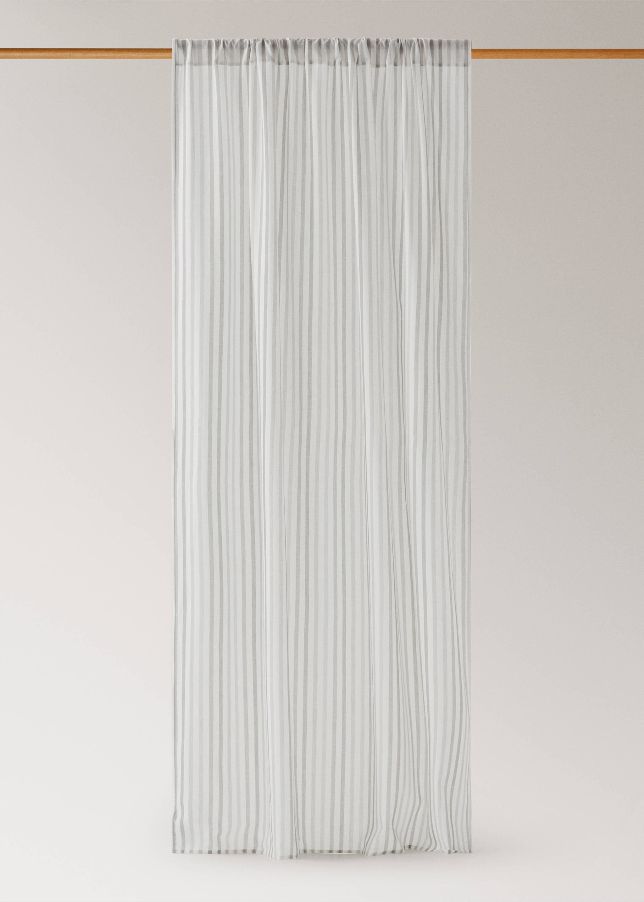 Multi-striped cotton curtain - Article without model, Medium Brown. Ref: 17061567-00.