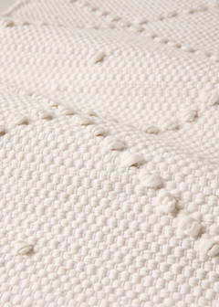 Alfombra infantil algodón rombos pompón — Blanco roto 3