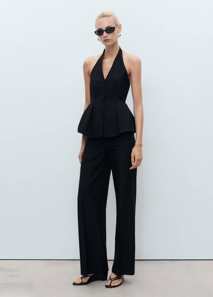 MANGO - Pantalon de costume droit taille normale noir - 38
