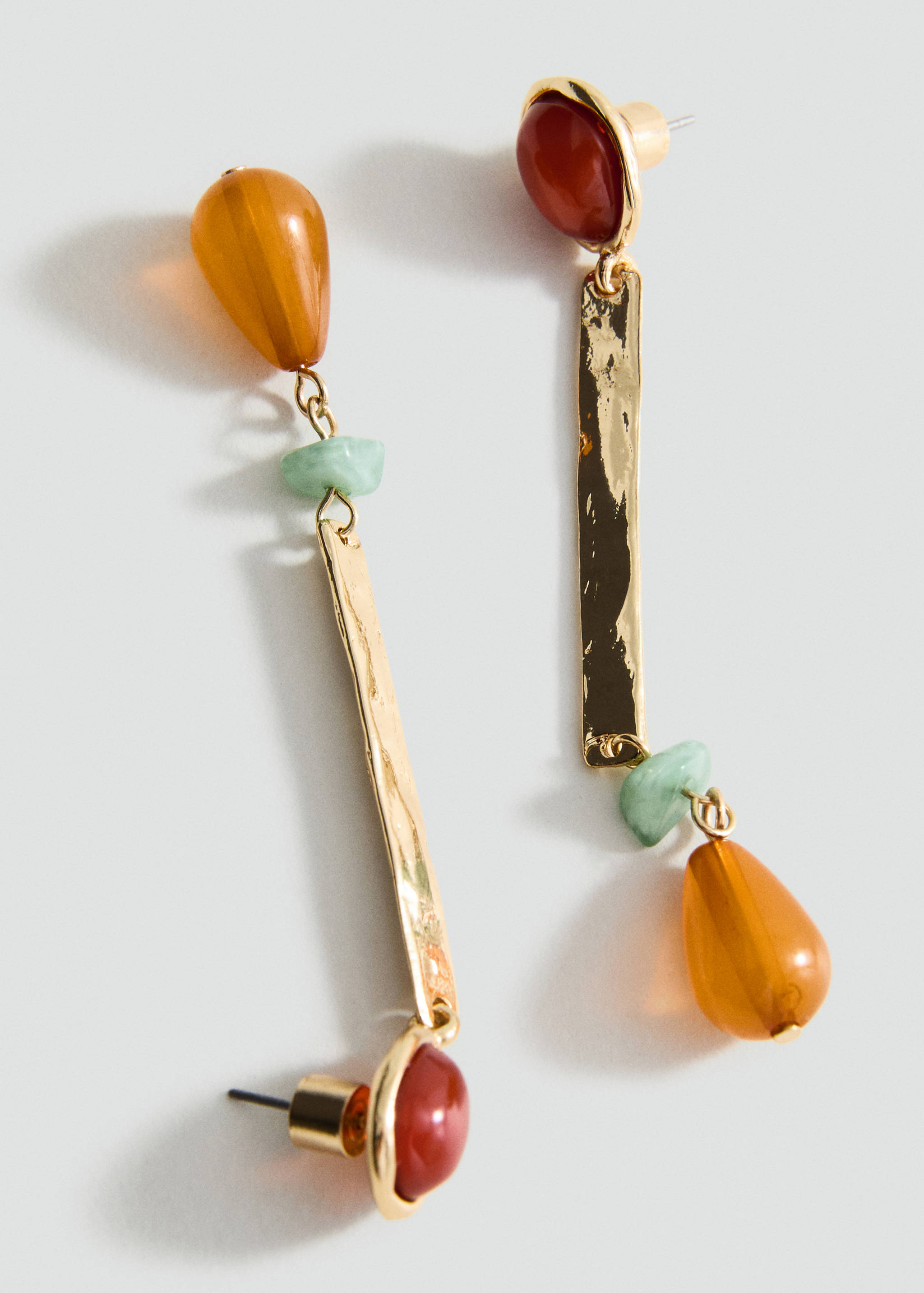 Long combined bead earrings - Medium plane