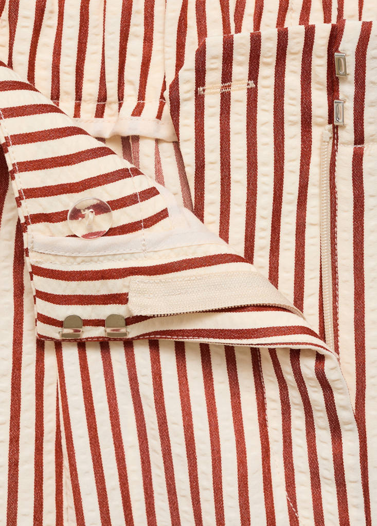Pleated striped trousers — Burnt Orange