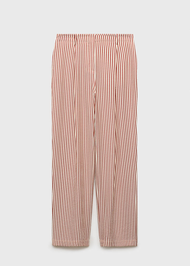 Pleated striped trousers — Burnt Orange