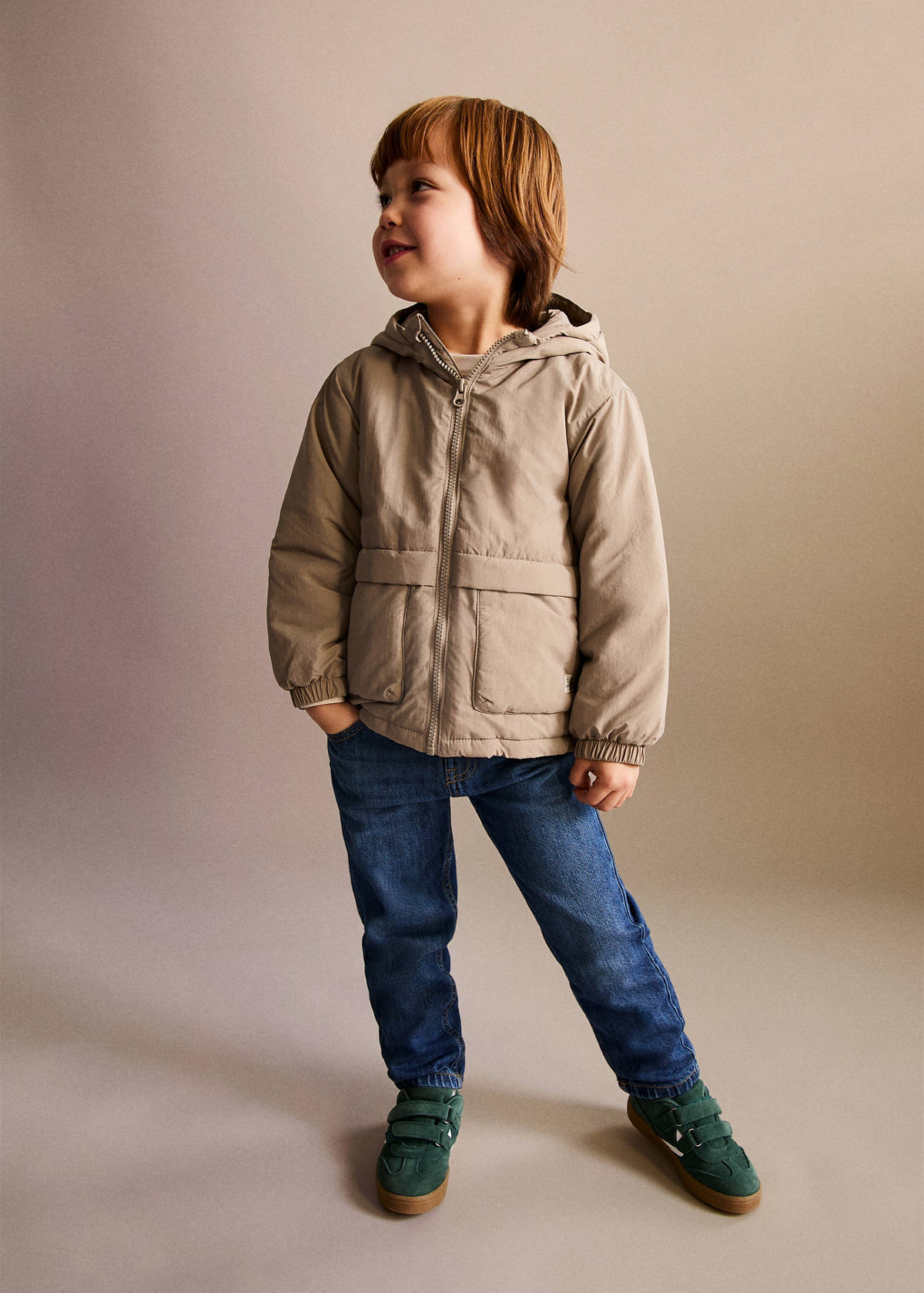Hood puffer coat — Medium Brown
