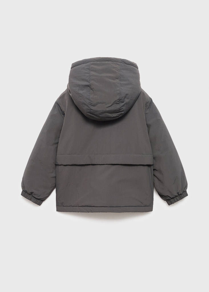 Hood puffer coat — Charcoal