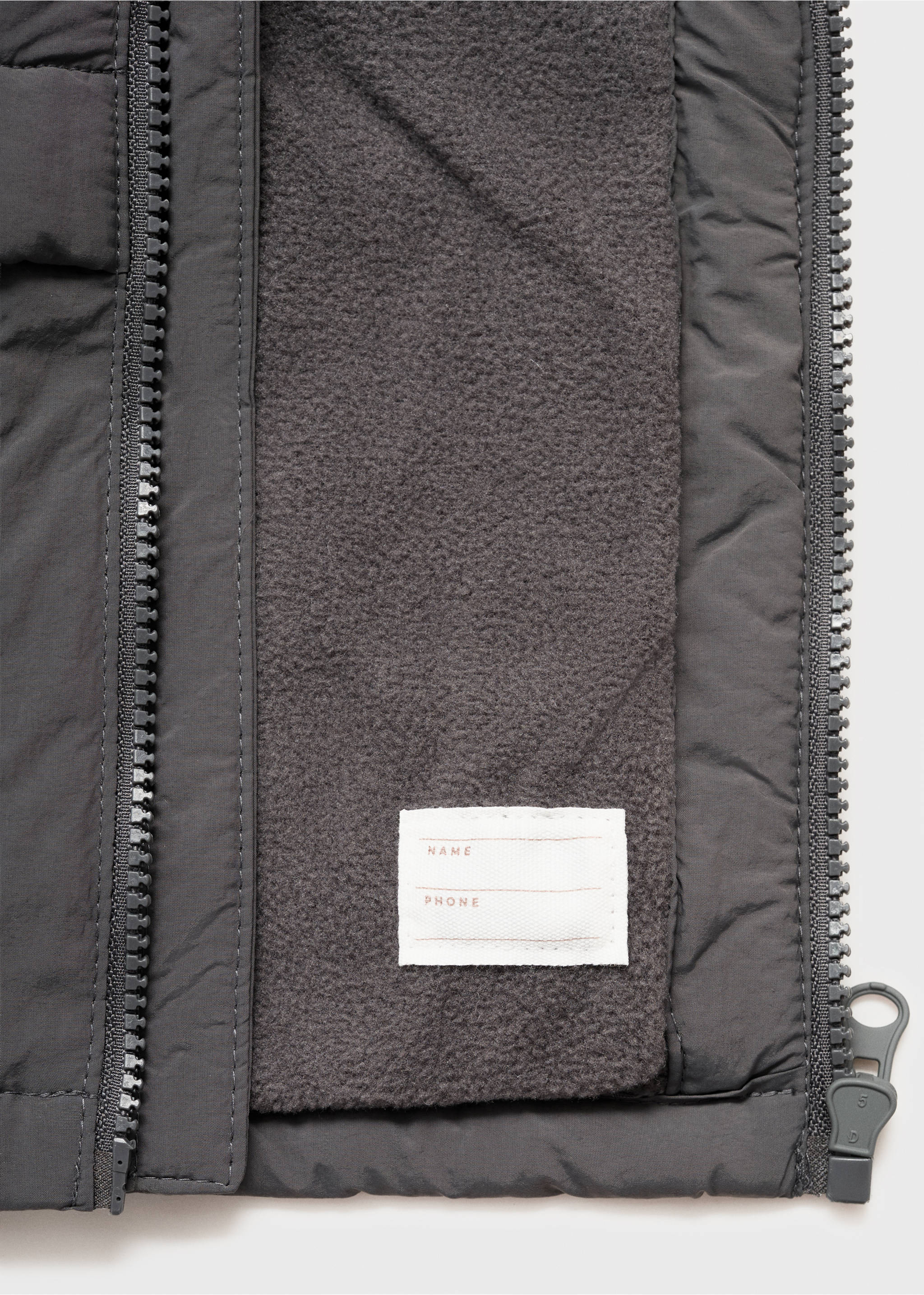 Hood puffer coat - Details of the article 0, Charcoal. Ref: 17062895-00.
