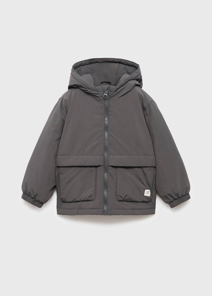 Hood puffer coat — Charcoal
