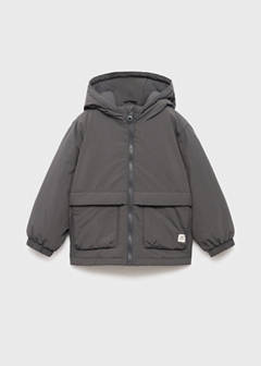 Hood puffer coat — Charcoal 1