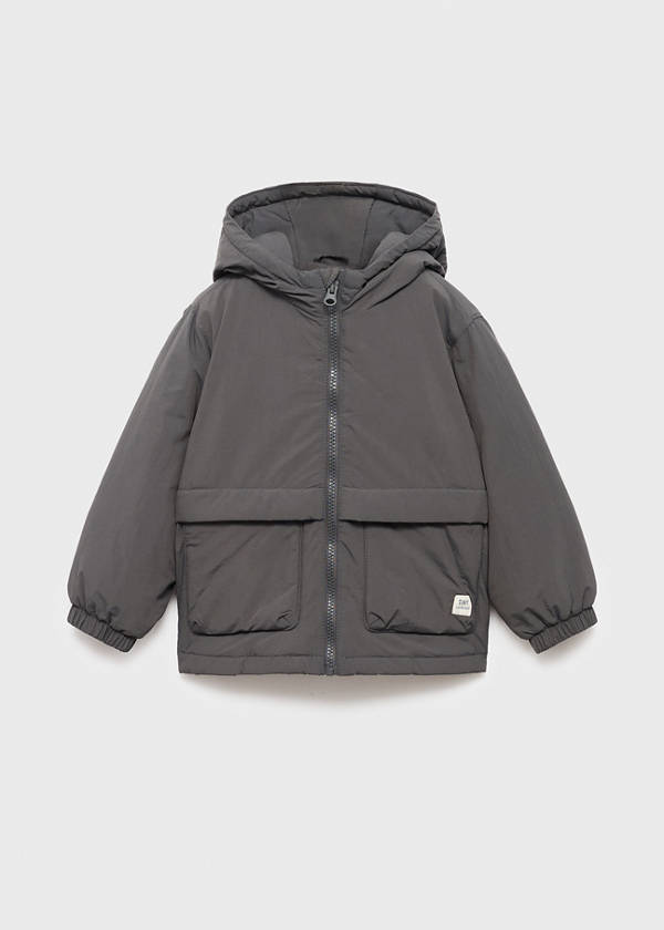 Hood puffer coat — Charcoal