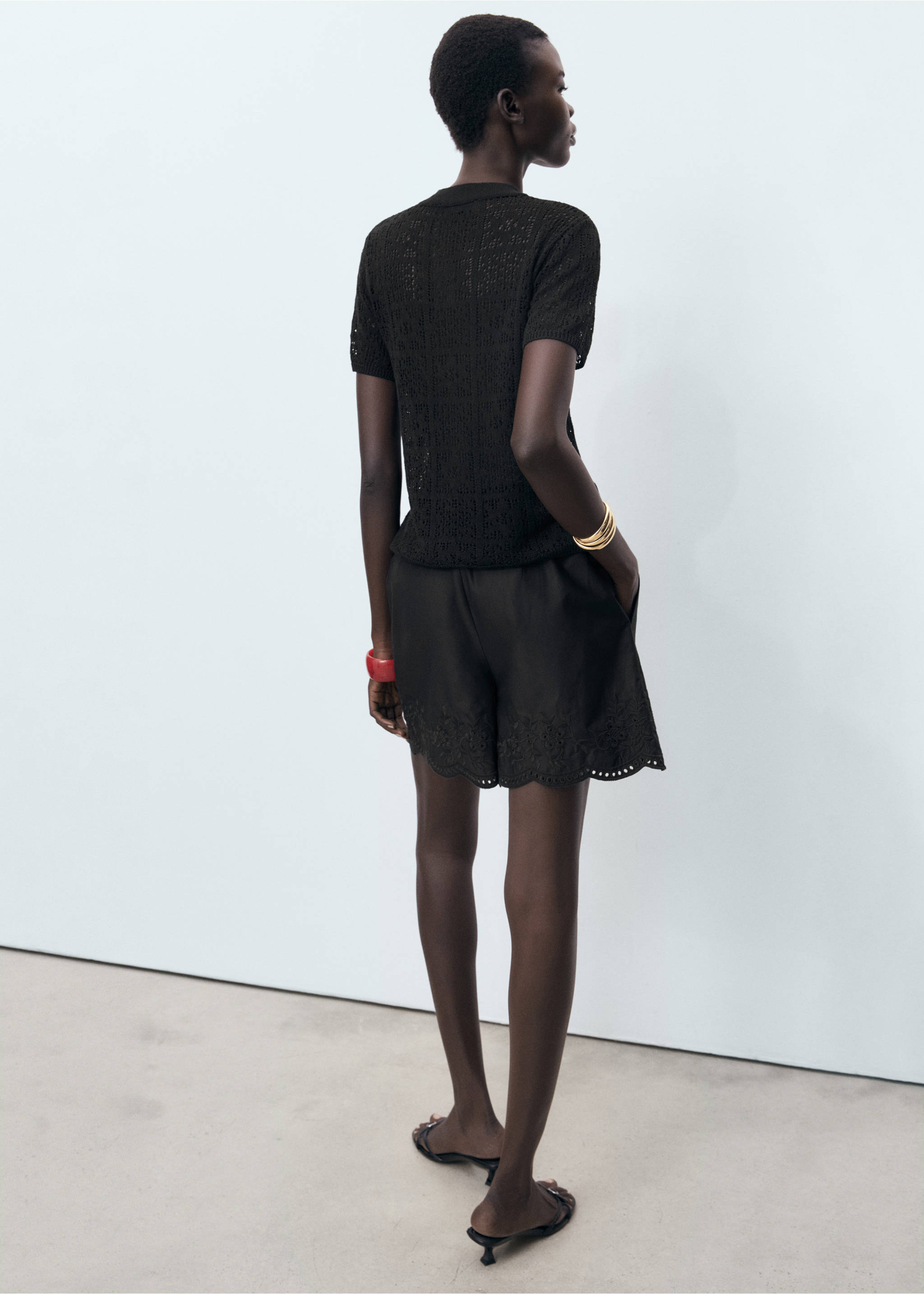 Crochet cardigan with toggle buttons - Reverse of the article, Black. Ref: 17062898-00.