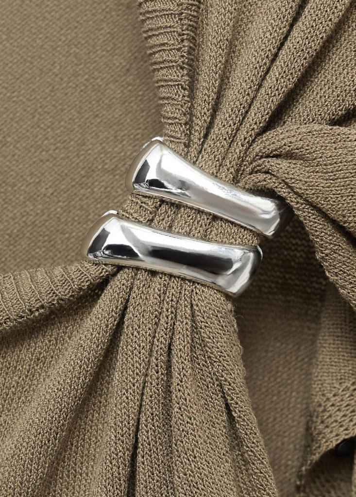 Fine-knit sweater with metallic detail — Medium Brown