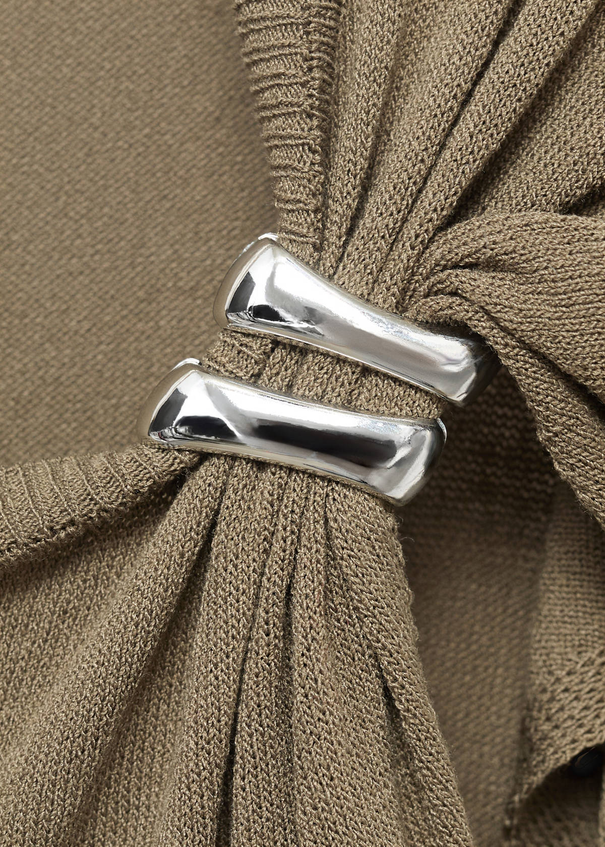 Fine-knit sweater with metallic detail — Medium Brown