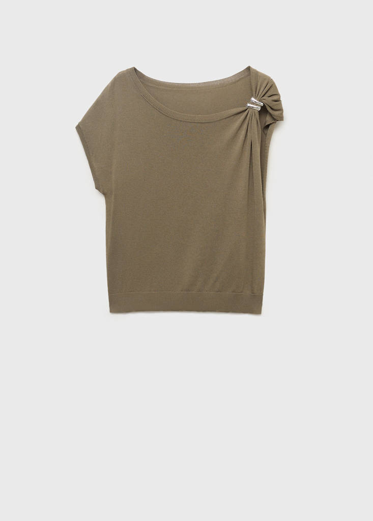 Fine-knit sweater with metallic detail — Medium Brown