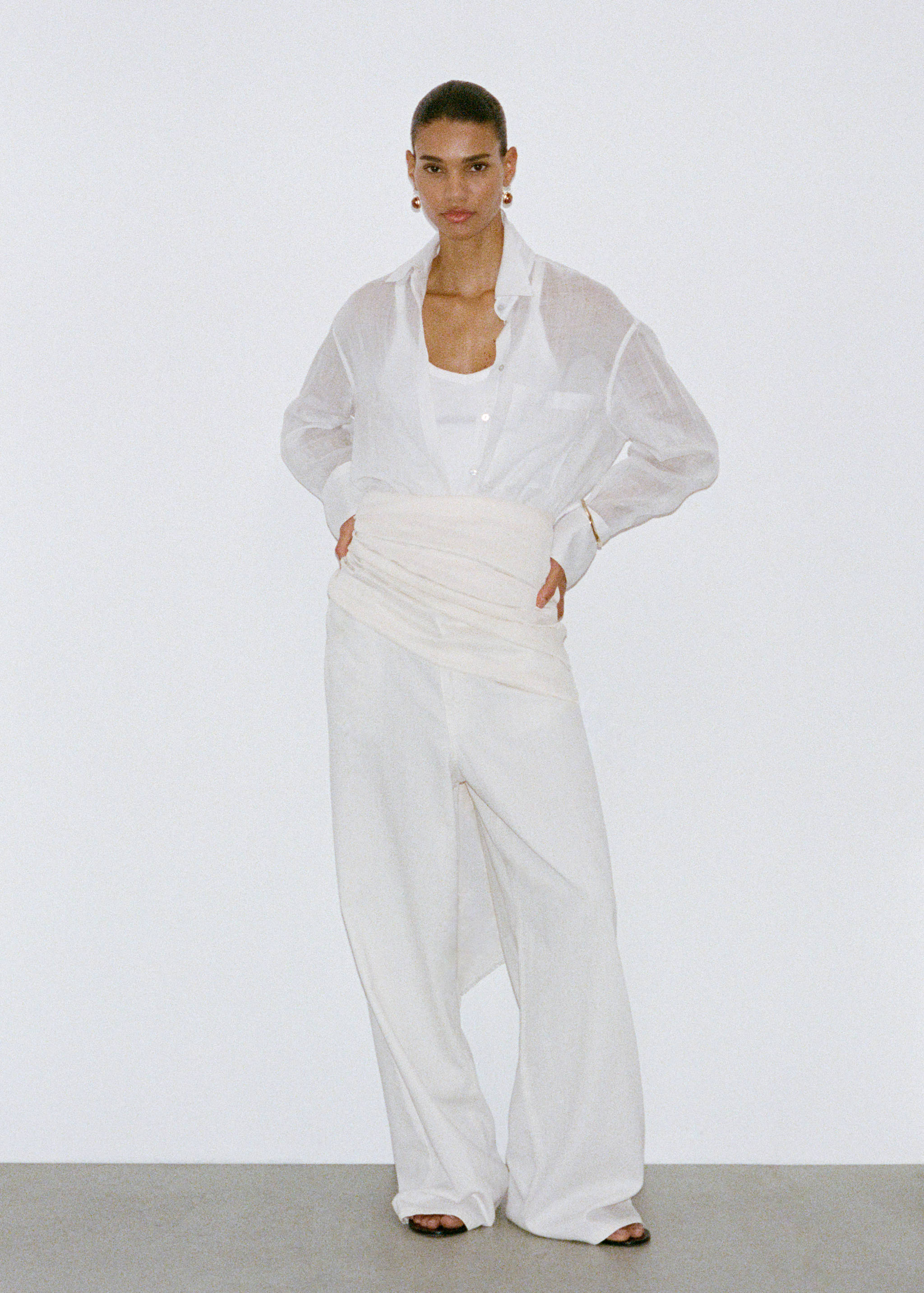 Pantalón denim wide leg cinturón - Detalle del artículo 7