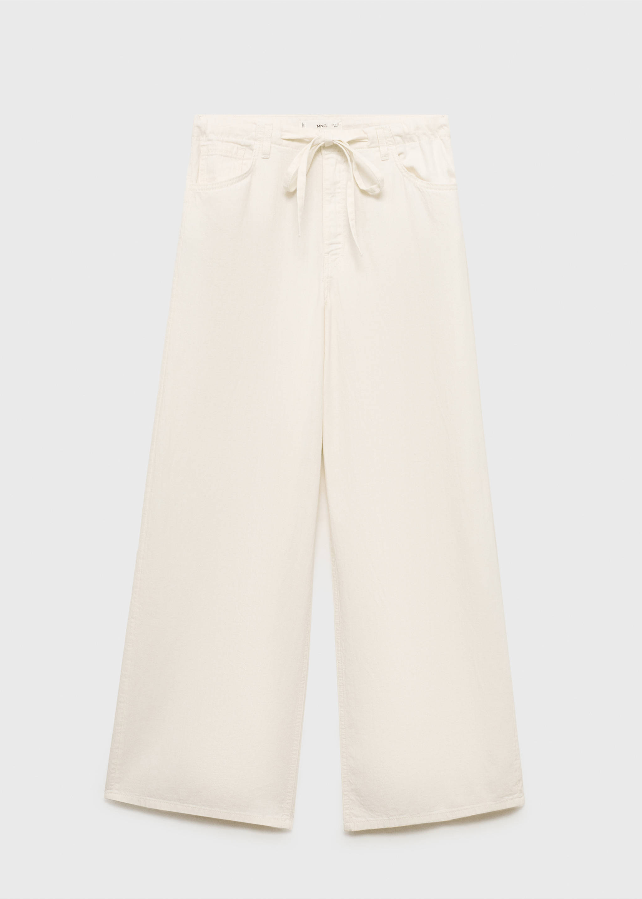 Pantalón denim wide leg cinturón - Article sans modèle, Écru. Ref: 17062900-00.