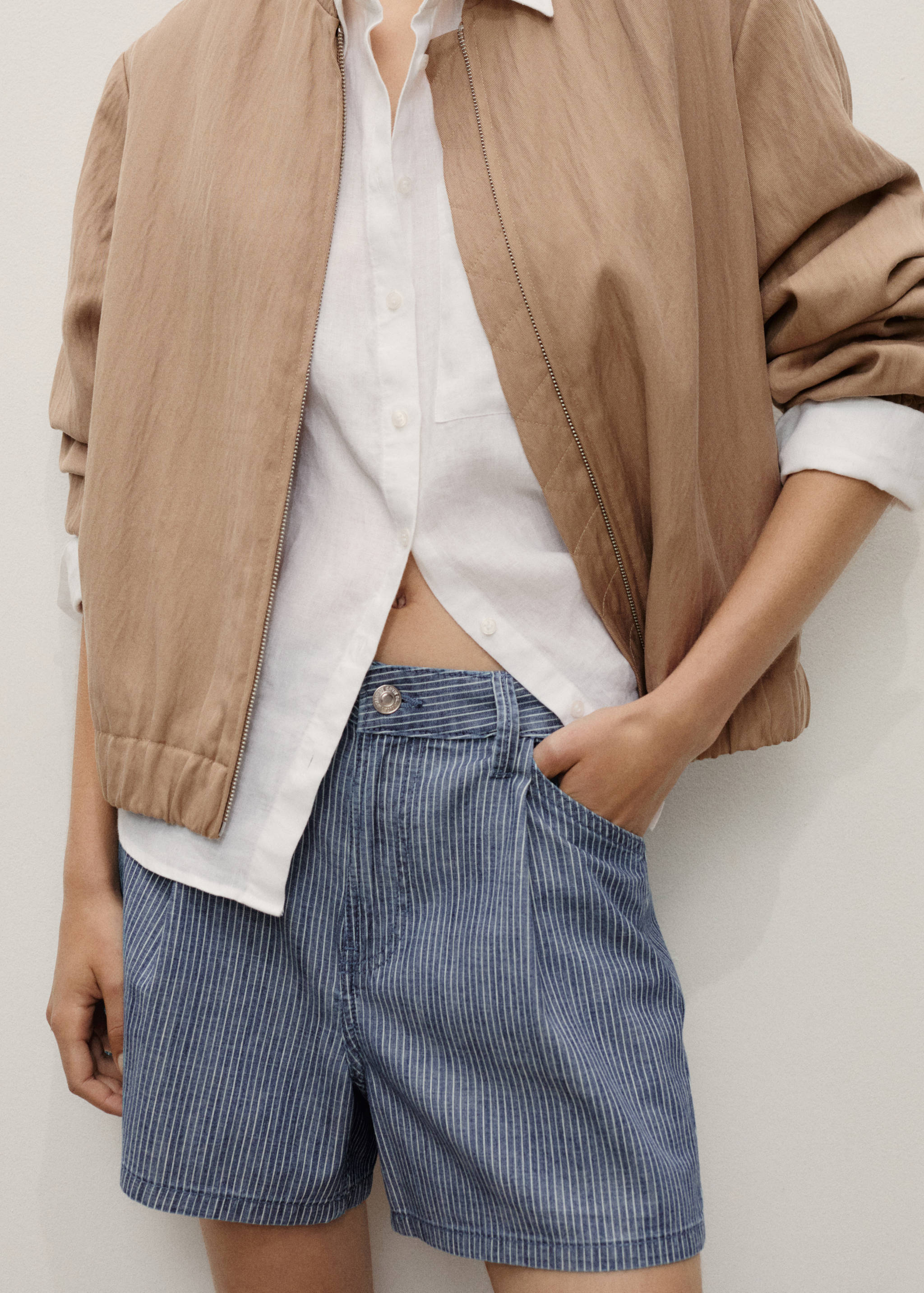 Shorts denim pinzas rayas - Detalle del artículo 6