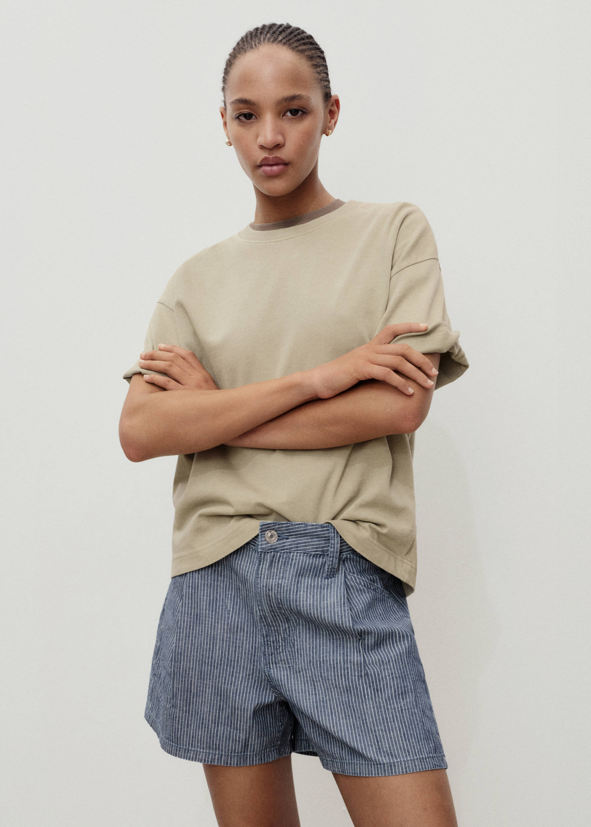 Shorts denim pinzas rayas - Detalle del artículo 2