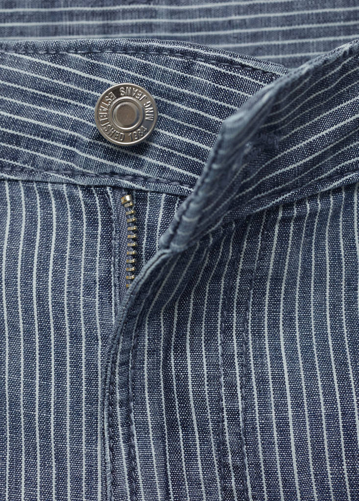 Striped denim shorts with pleats — Blue