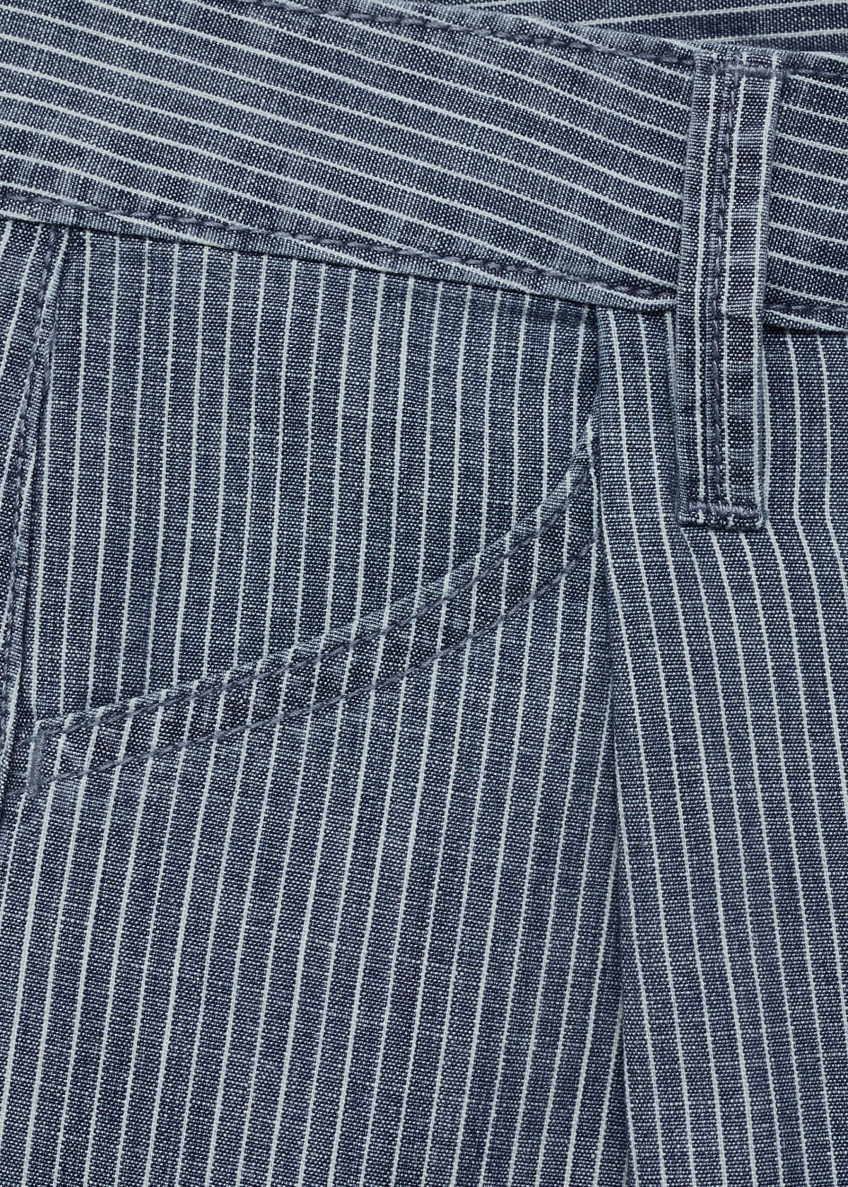 Striped denim shorts with pleats — Blue
